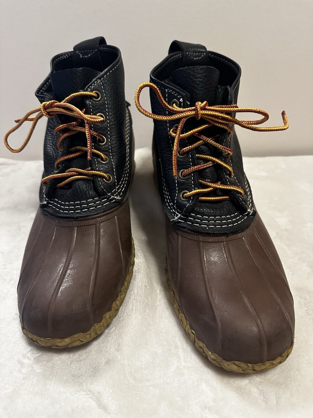 L.L.Bean Bean Boots Mens Sz 10M Brown Rubber Black Leather Duck Boots Maine USA